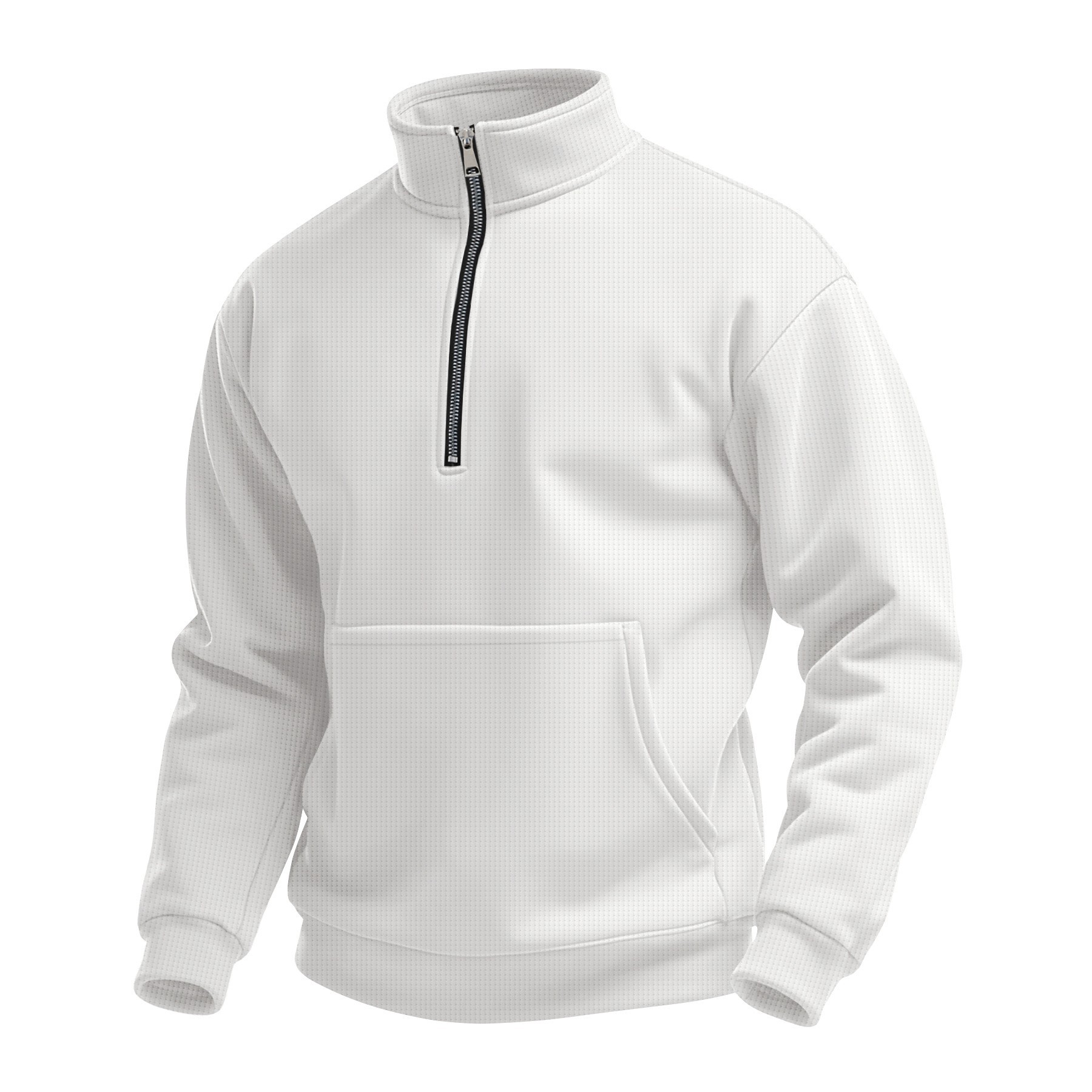 Men's Waffle Casual Outdoor Turtleneck Pocket Pullover Long Sleeve Hoodie
