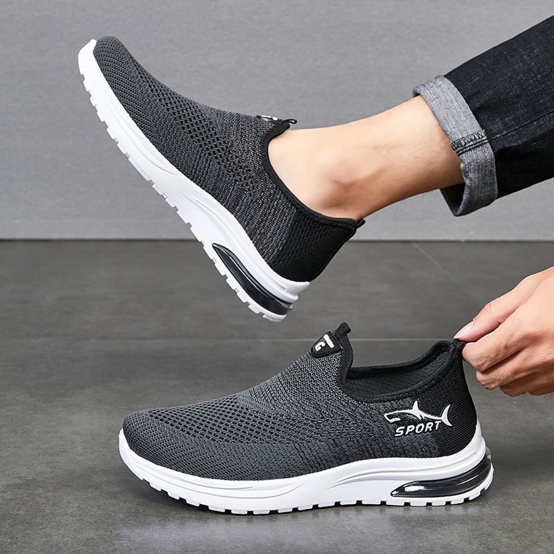 Men's Non-slip Breathable Casual Shoes - Lightweight Soft Sole Foot Shoes, Flying Knit Sneakers