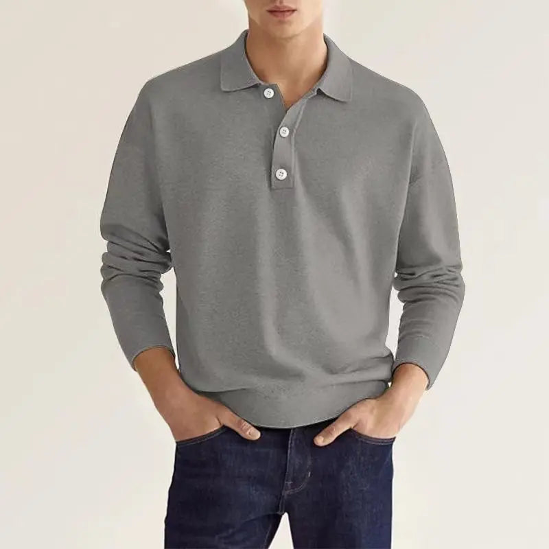Clyde | Men’s Long Sleeve Casual Knit Polo Shirt