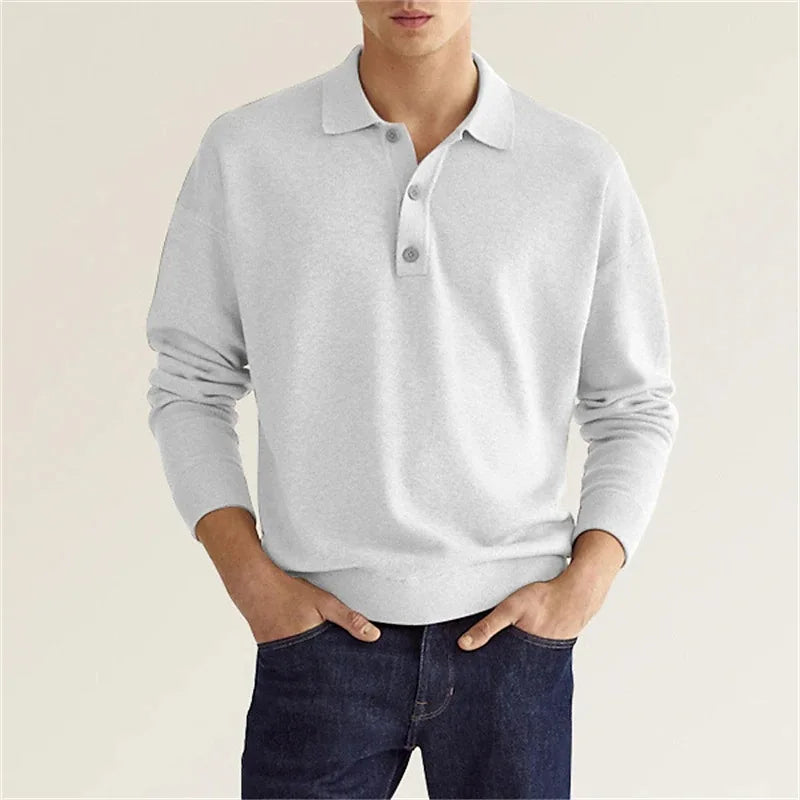 Clyde | Men’s Long Sleeve Casual Knit Polo Shirt