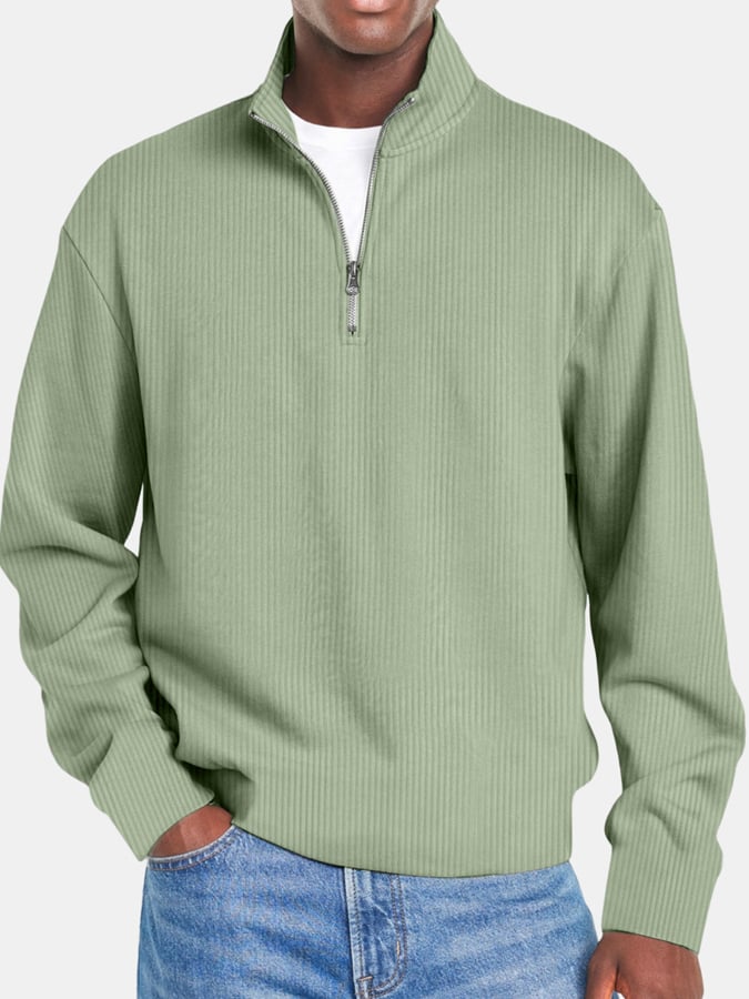 Men's Retro Ridge Zipper Stand Collar Sweatshirt