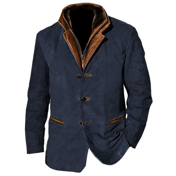 Men's Vintage Carlsbad Calfskin Leather Blazer With Merino Shearling C