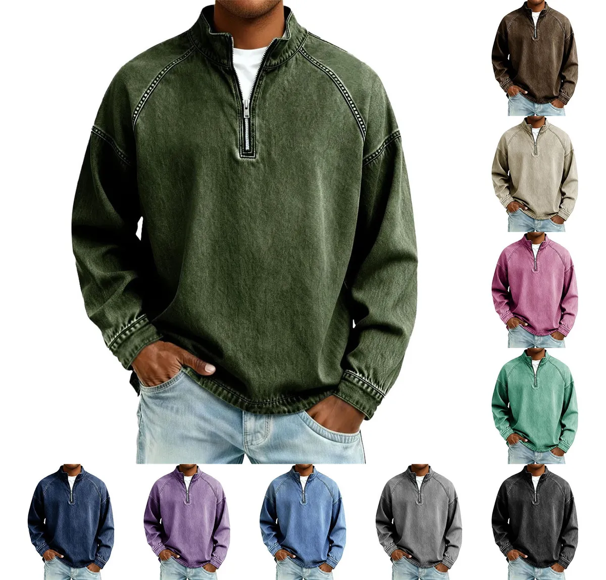 CLEARANCE SALE🔥- Men's Retro Fashion Stand Collar Long-Sleeve Top