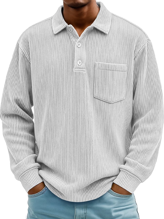Men's Vintage Corduroy Pocket Polo Shirt