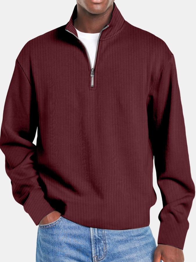 Men's Retro Ridge Zipper Stand Collar Sweatshirt
