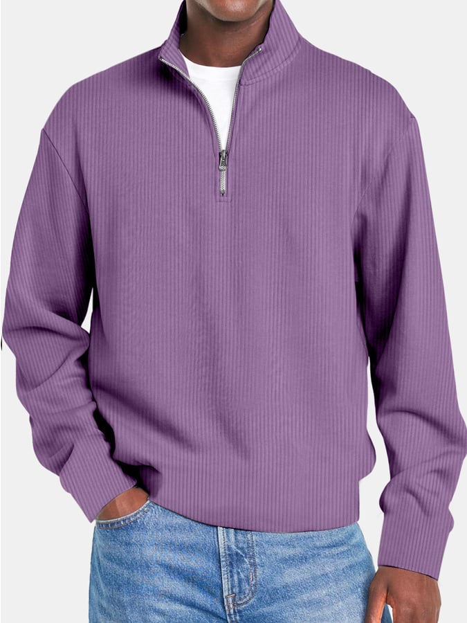 Men's Retro Ridge Zipper Stand Collar Sweatshirt