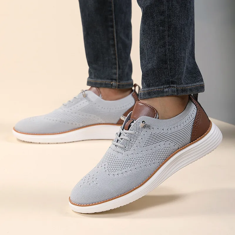 Men's knitted mesh breathable arch support casual sports shoes
