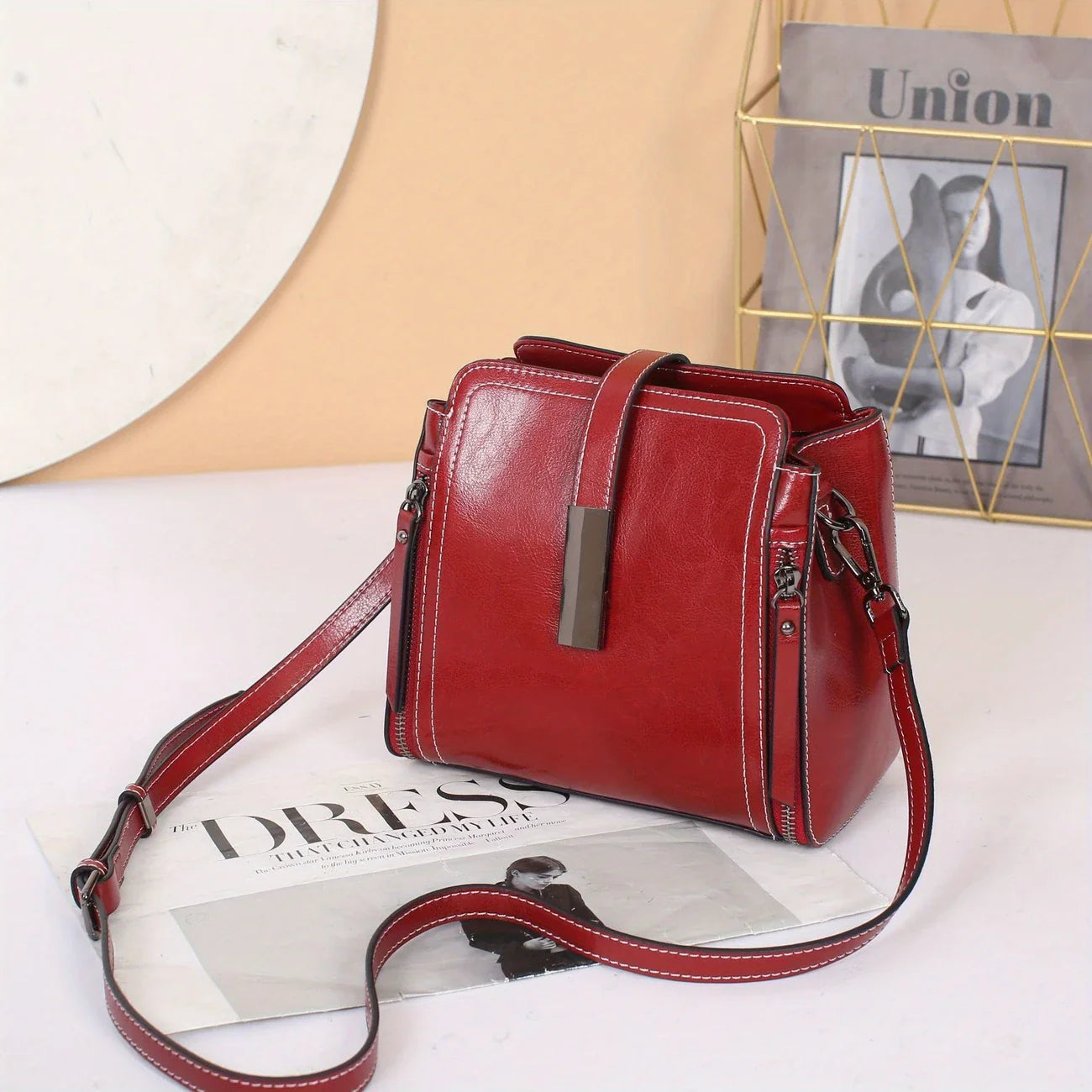 Genuine Leather Women's Crossbody Tote Bag