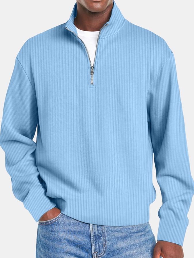 Men's Retro Ridge Zipper Stand Collar Sweatshirt