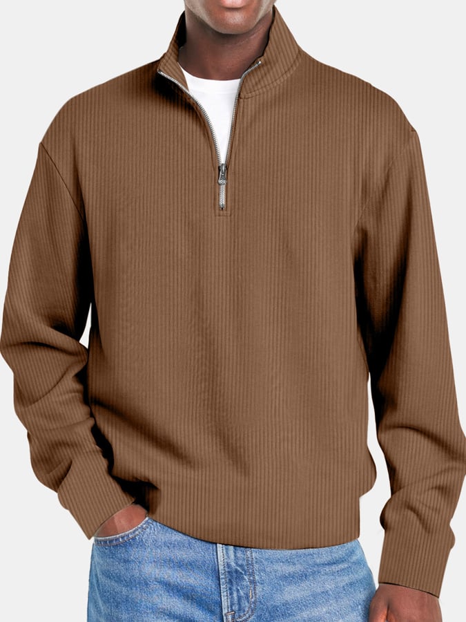 Men's Retro Ridge Zipper Stand Collar Sweatshirt