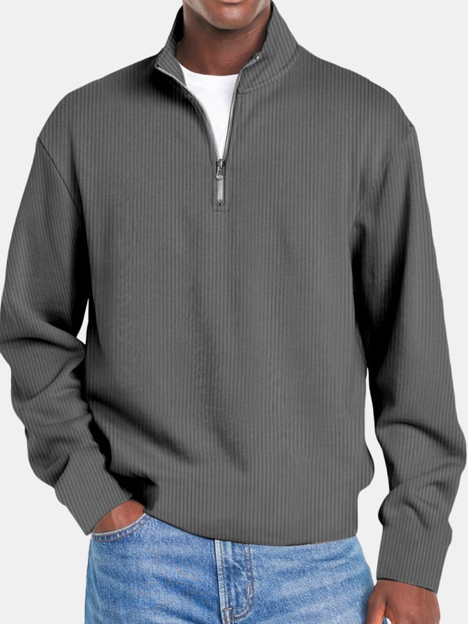 Men's Retro Ridge Zipper Stand Collar Sweatshirt