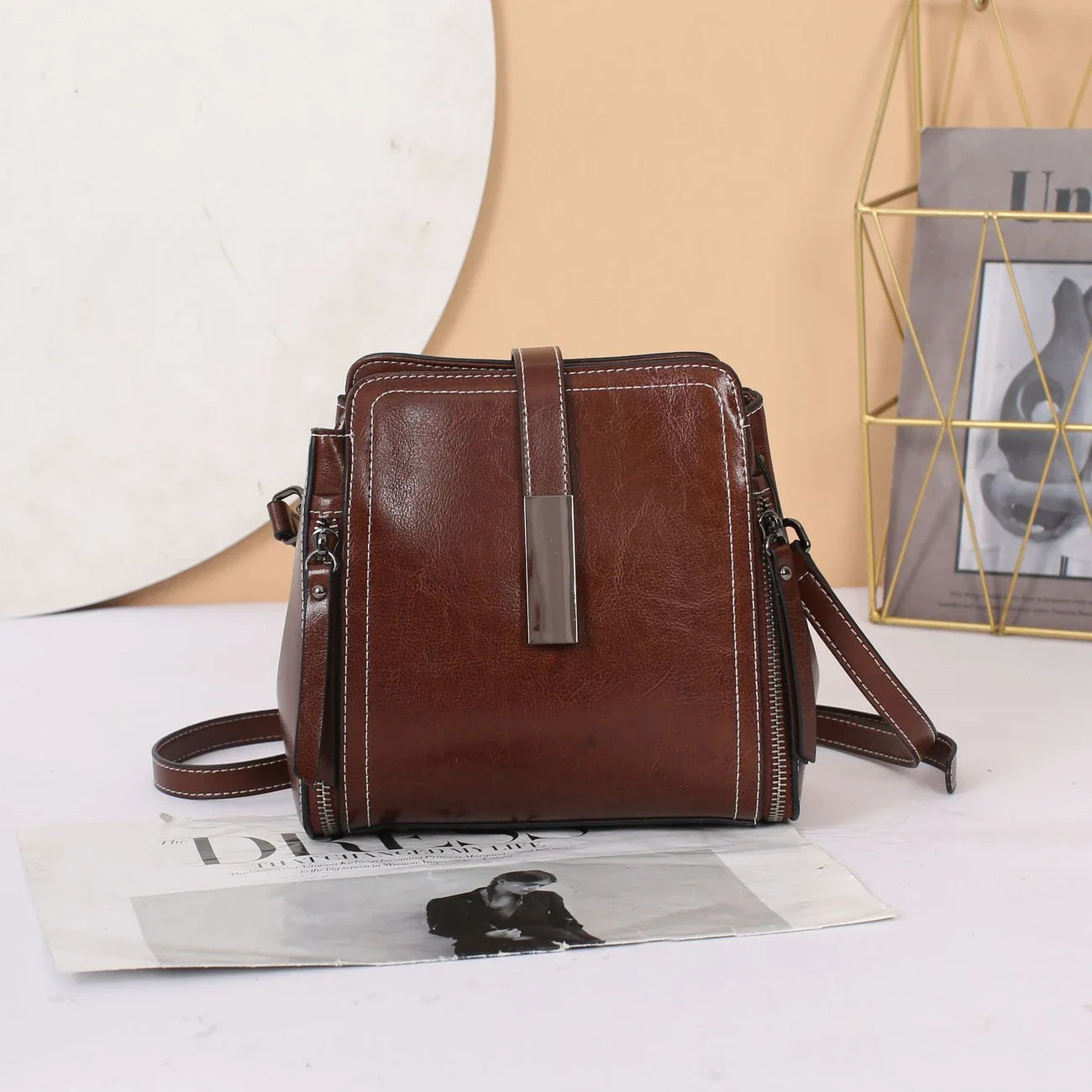 Genuine Leather Women's Crossbody Tote Bag