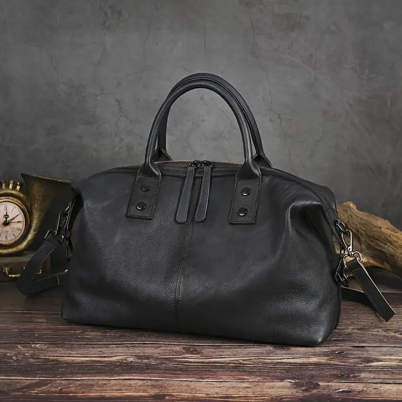 Sac à main vintage en cuir marron pour femme
