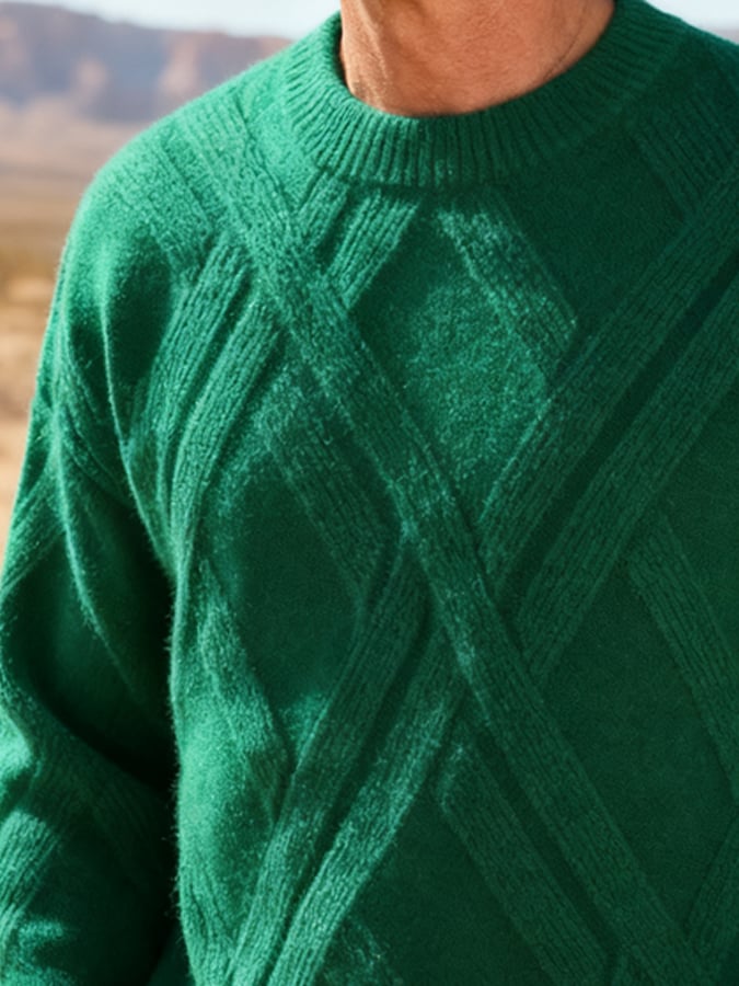 Men's Vintage Cable Knit Solid Color Sweater