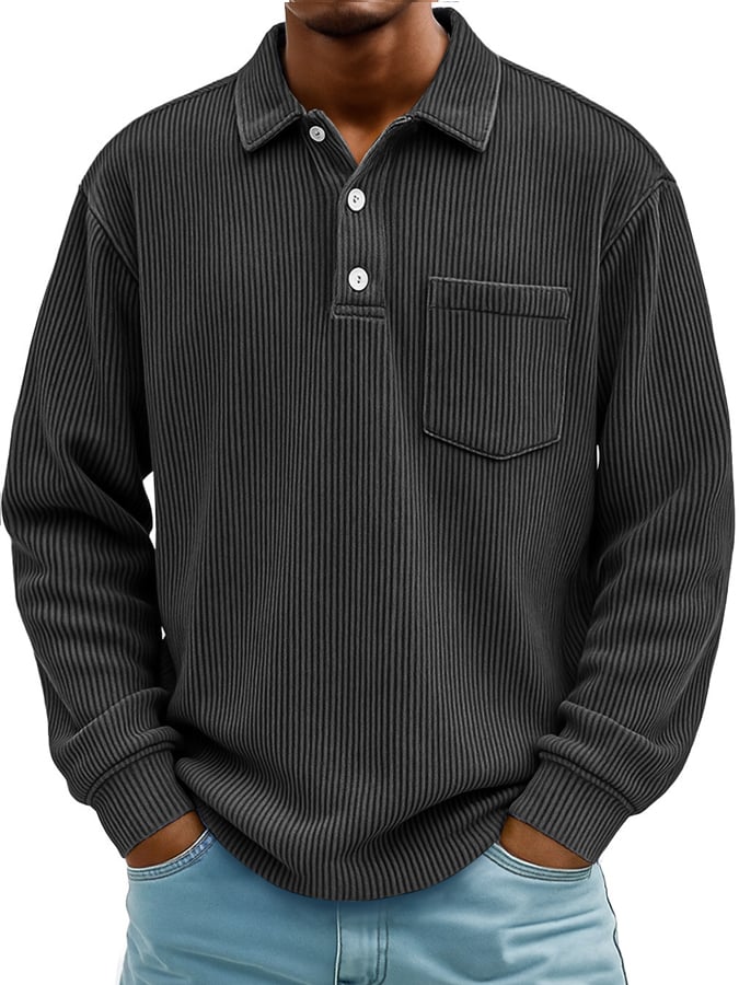 Men's Vintage Corduroy Pocket Polo Shirt