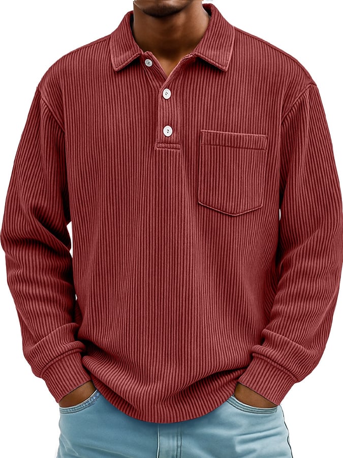 Men's Vintage Corduroy Pocket Polo Shirt