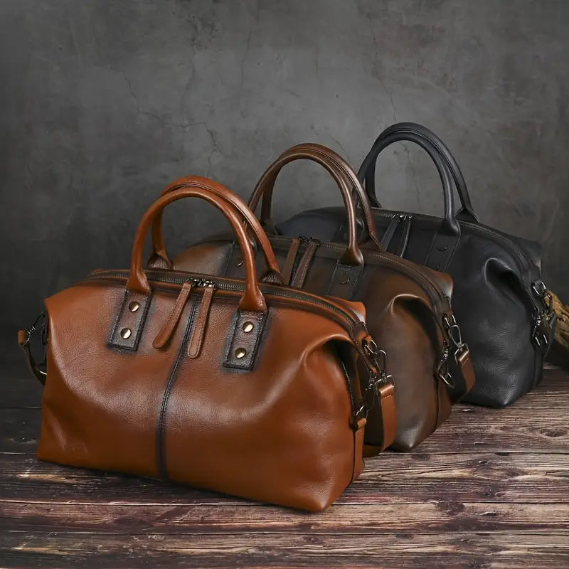 Sac à main vintage en cuir marron pour femme