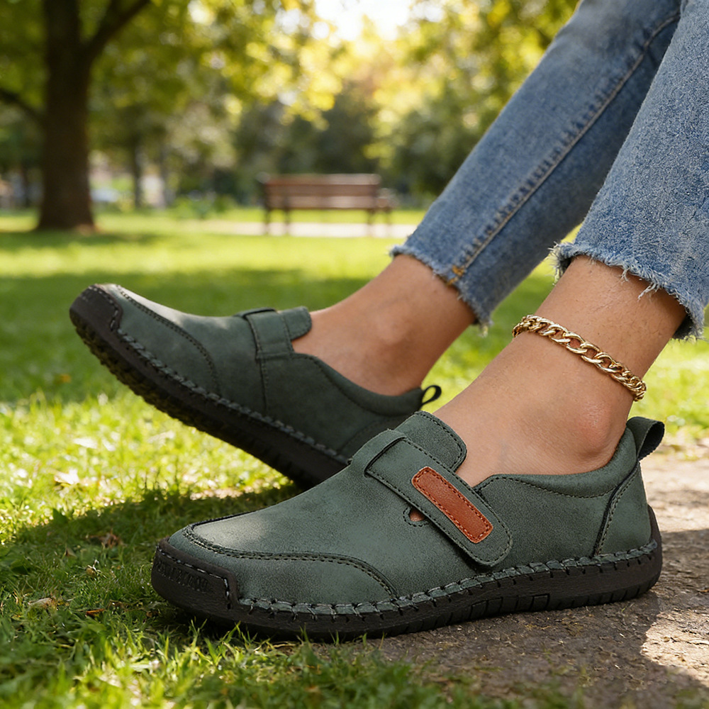 Women’s Hand-Stitched Walking Shoes – Comfortable Casual Everyday Shoes