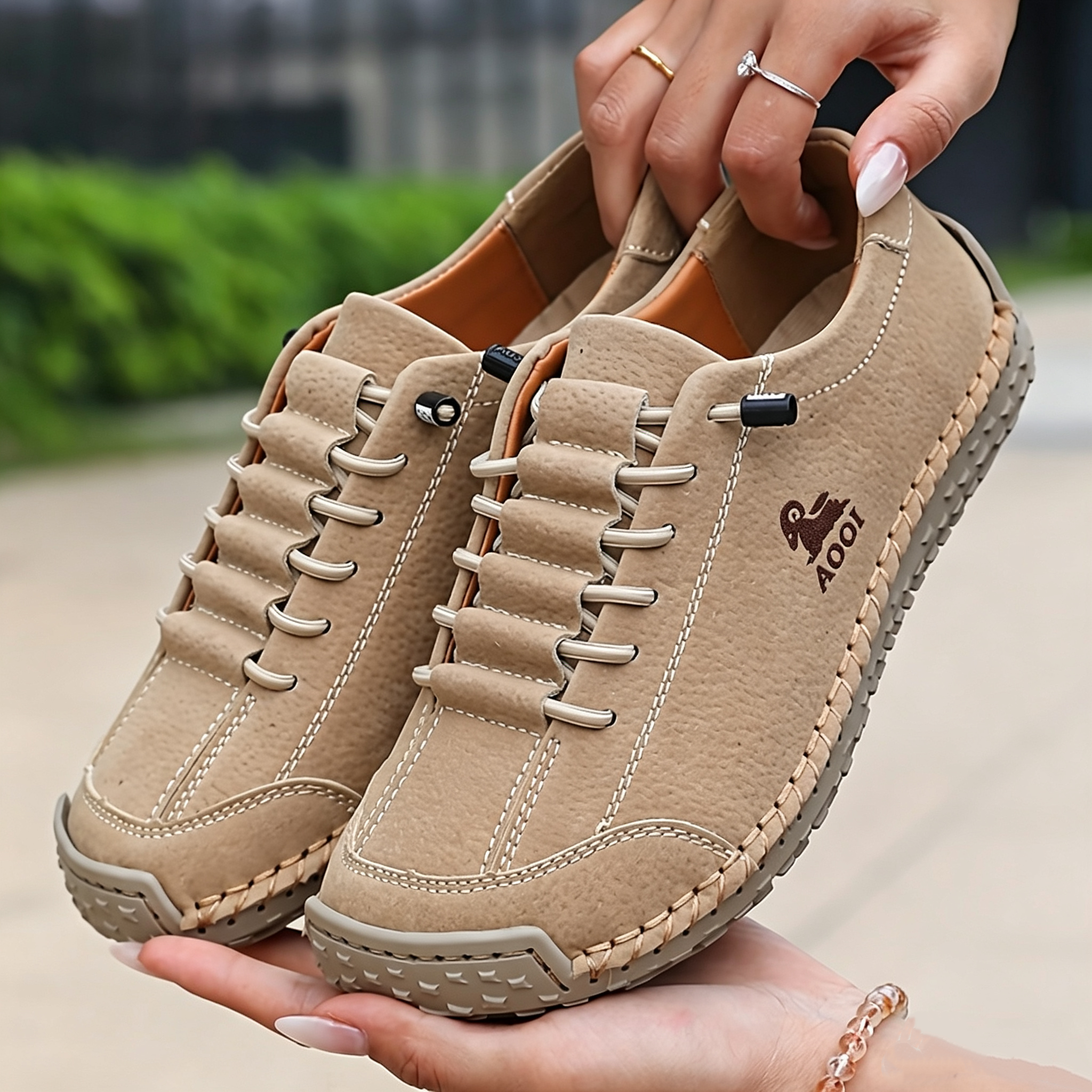 Casual Calfskin Sneakers, Wide Toe Box, Breathable for All-day Comfort, No-tie Laces for Easy Wear
