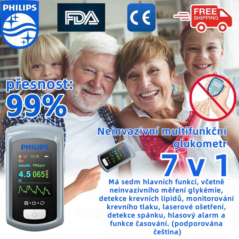 Neinvazivní laserový glukometr Philips 2025, není nutný žádný odběr krve