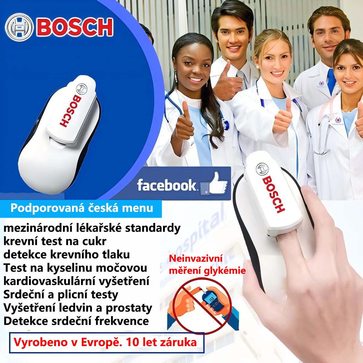 Bezbolestný a neinvazivní glukometr Bosch Healthcare