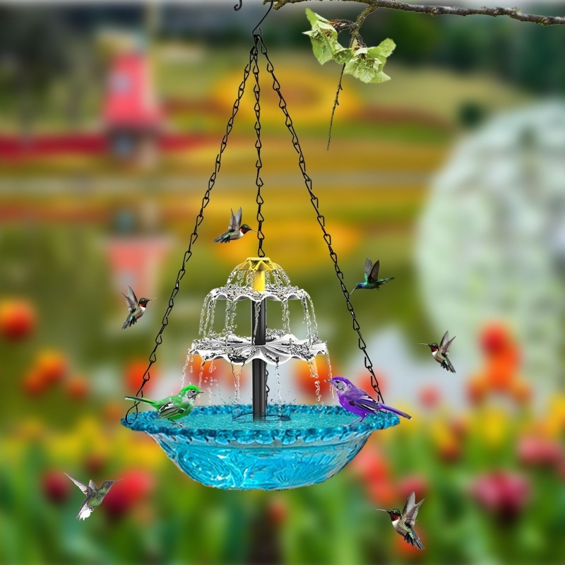 Solar Cascade Hanging Bird Bath Fountain