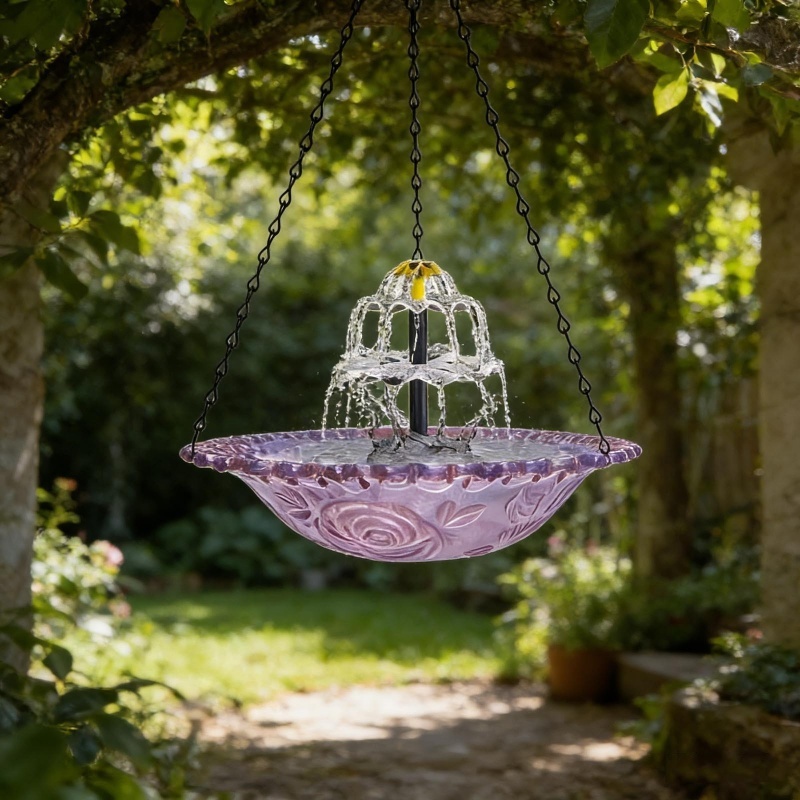 Solar Cascade Hanging Bird Bath Fountain