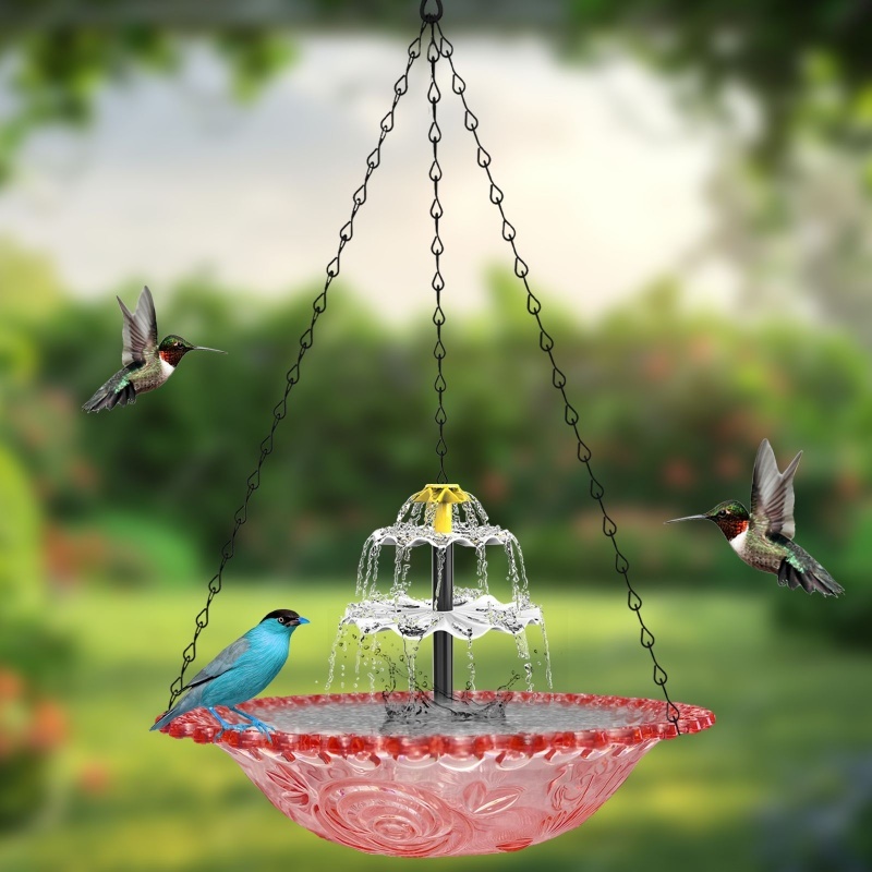 Solar Cascade Hanging Bird Bath Fountain