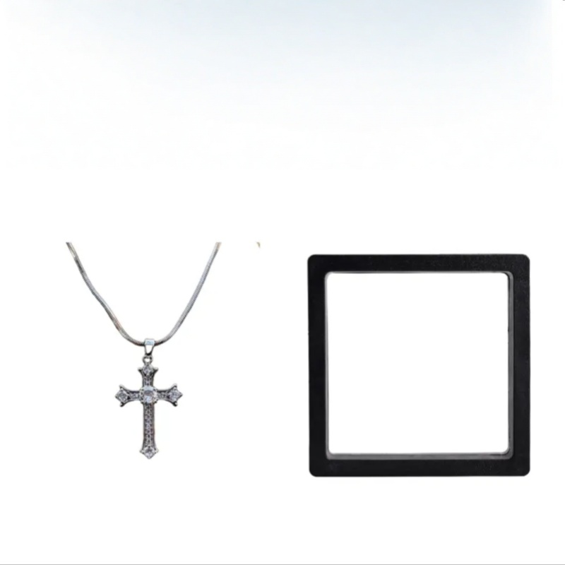 Silver Cross Pendant Snake Chain Necklace