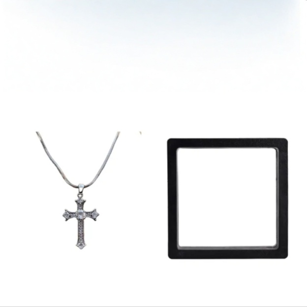 Silver Cross Pendant Snake Chain Necklace