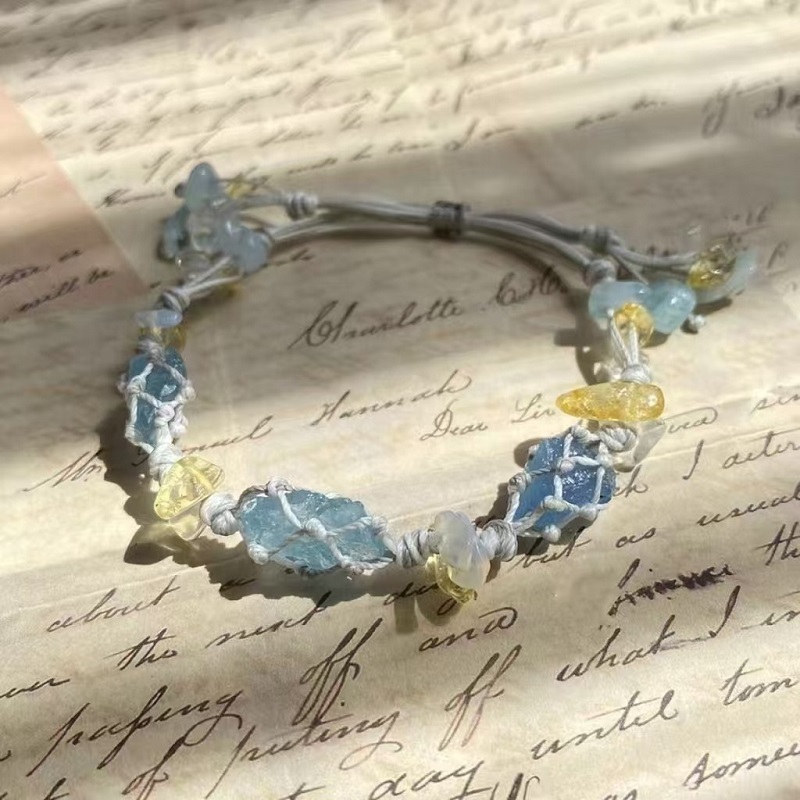 🌸Crystal Bracelet – Handwoven Floral Gemstone Rope Bracelet, Inspired Soft Aesthetic Jewelry ✨