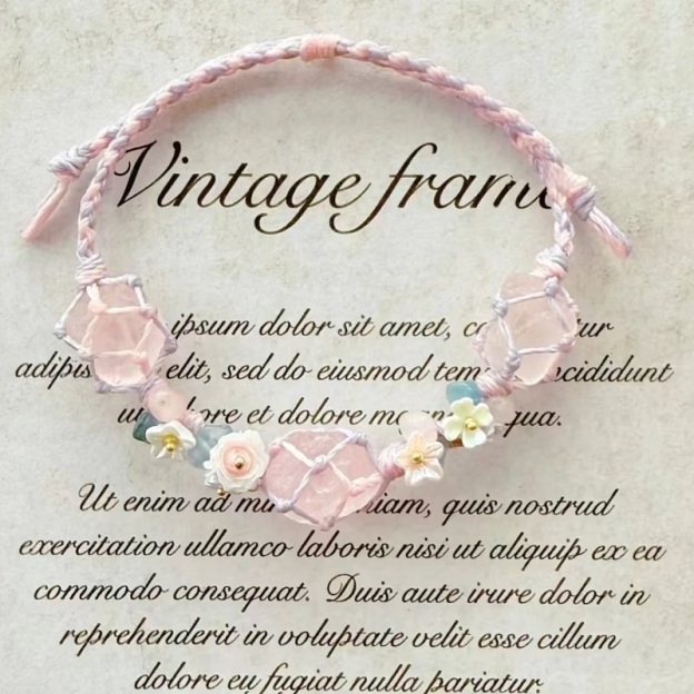 🌸Crystal Bracelet – Handwoven Floral Gemstone Rope Bracelet, Inspired Soft Aesthetic Jewelry ✨