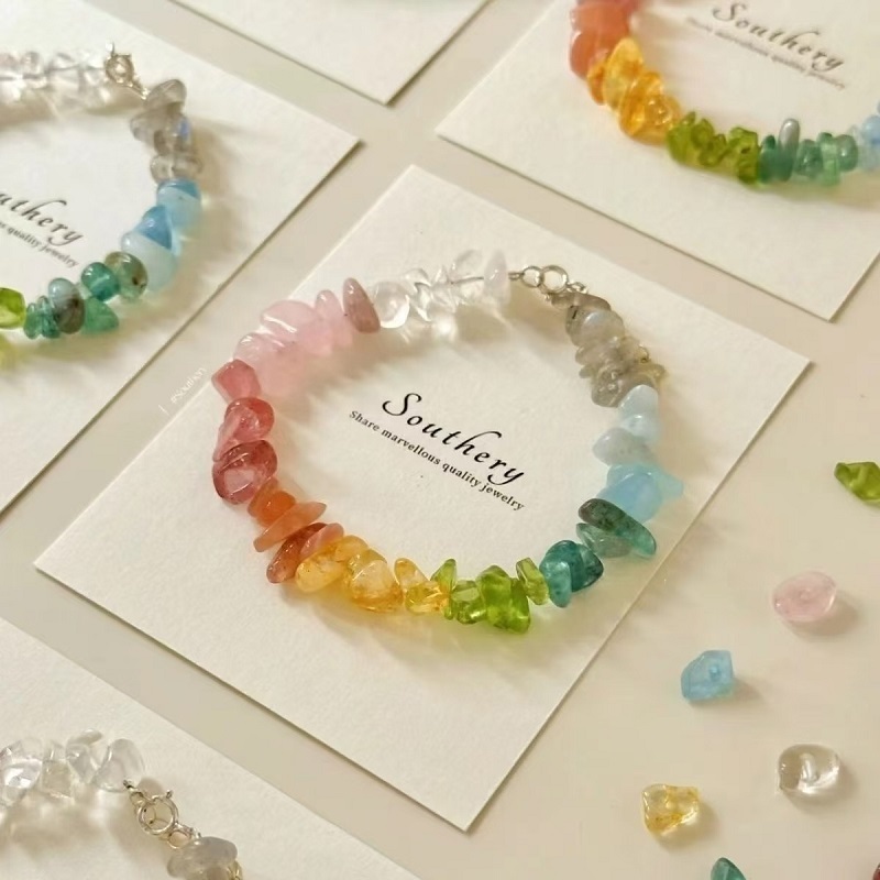 🌸Crystal Bracelet – Handwoven Floral Gemstone Rope Bracelet, Inspired Soft Aesthetic Jewelry ✨