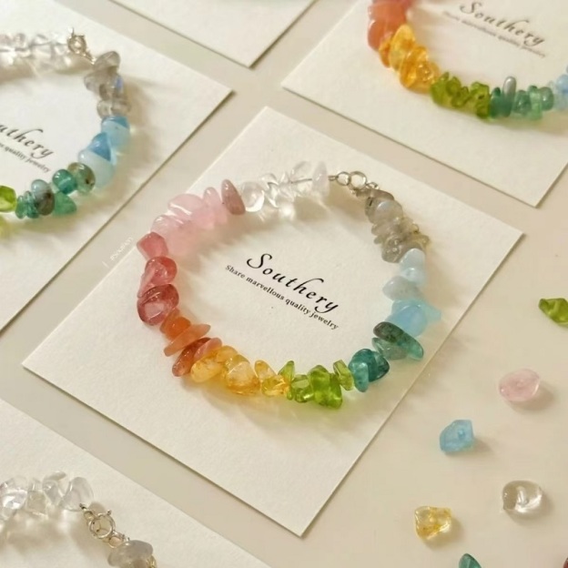 🌸Crystal Bracelet – Handwoven Floral Gemstone Rope Bracelet, Inspired Soft Aesthetic Jewelry ✨