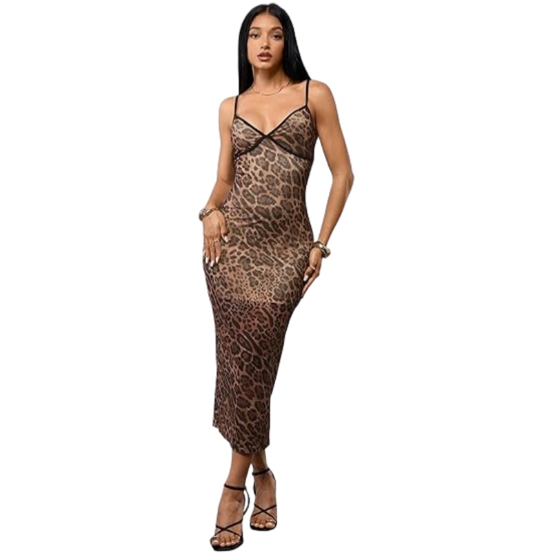 Midnight Leopard Mesh Bodycon Dress