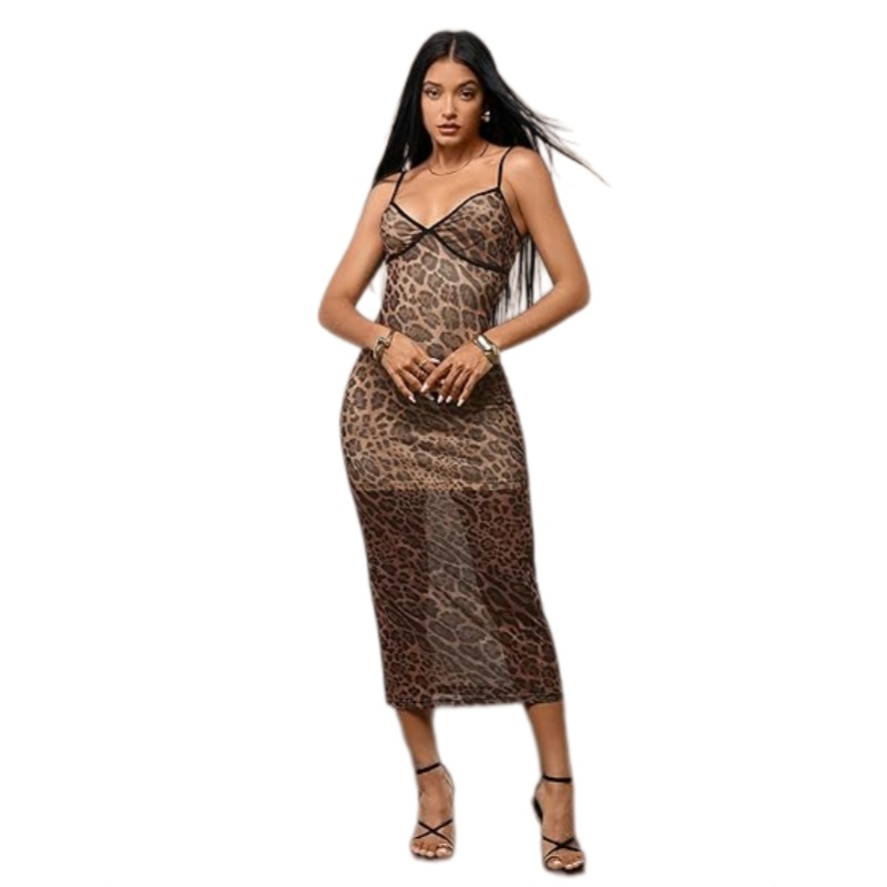 Midnight Leopard Mesh Bodycon Dress