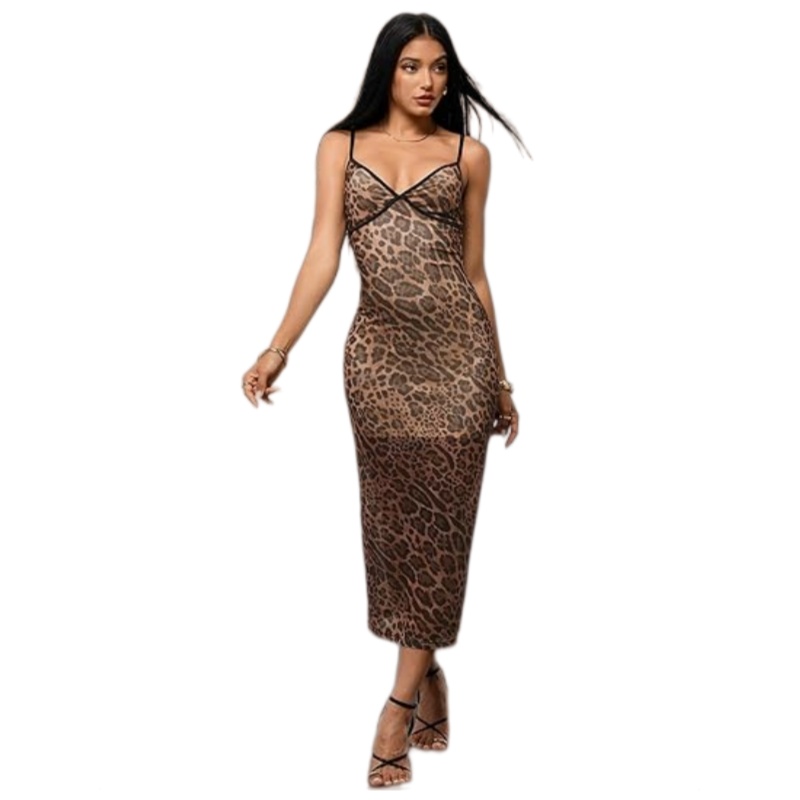 Midnight Leopard Mesh Bodycon Dress