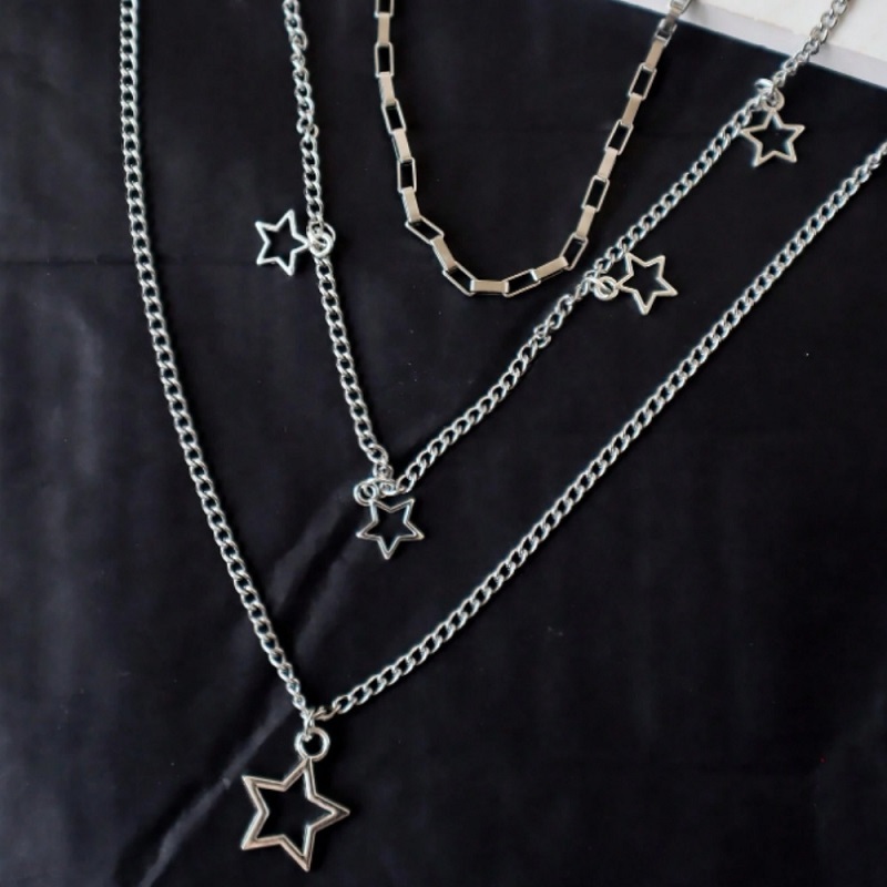 Starlight Layered Chain Necklace – Multi-Layer Star Charm Necklace