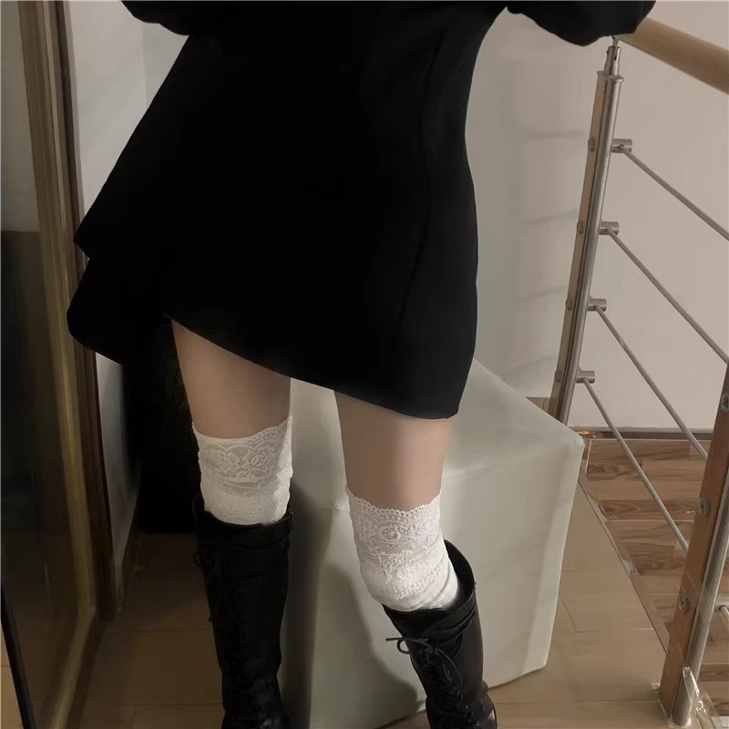 Lace Over The Knee Sexy Thigh High Women's Long Socks Cotton Lolit