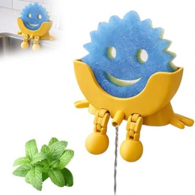 Viral Smiley Sponge Holder – Self-Draining Kitchen Sink Organizer Everyone Loves