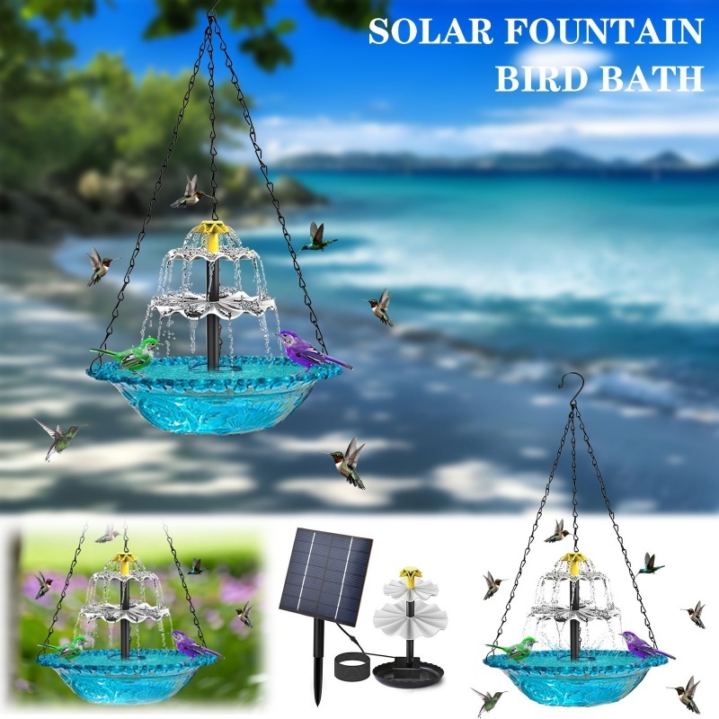 Solar Cascade Hanging Bird Bath Fountain
