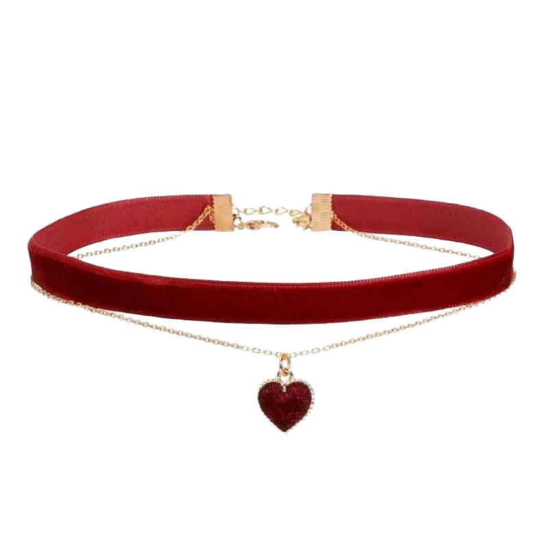 Velvet Heart Double-Layer Choker Necklace