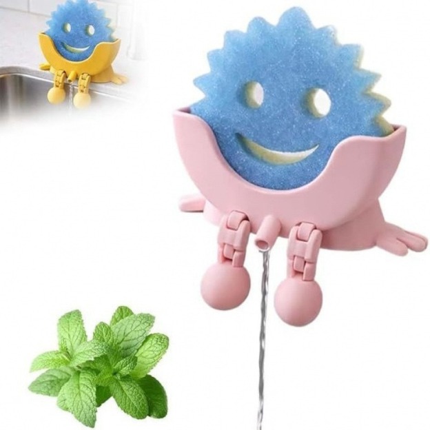 Viral Smiley Sponge Holder – Self-Draining Kitchen Sink Organizer Everyone Loves