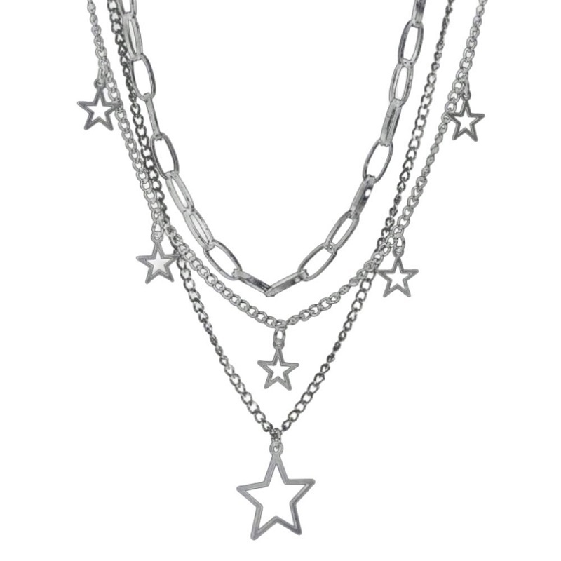 Starlight Layered Chain Necklace – Multi-Layer Star Charm Necklace