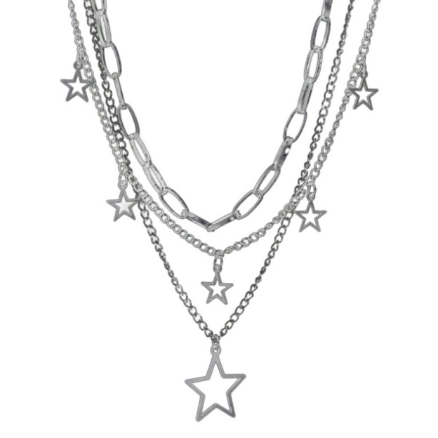 Starlight Layered Chain Necklace – Multi-Layer Star Charm Necklace
