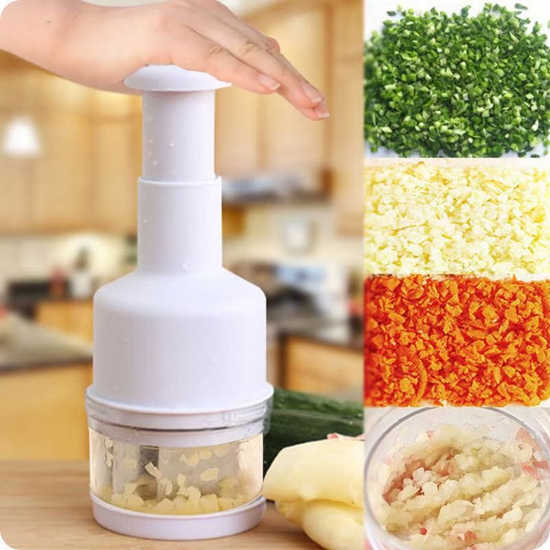 Press & Chop in Seconds – Manual Garlic & Vegetable Chopper with Sharp Stainless Steel Blades