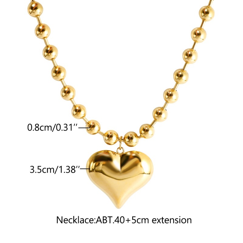 Gold Heart Pendant Beaded Necklace