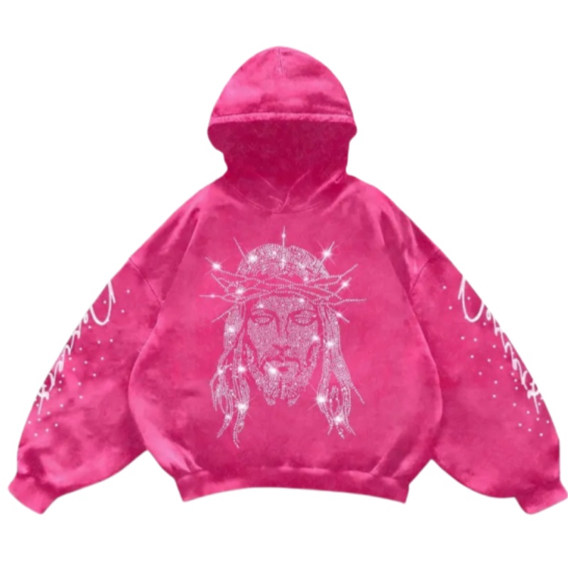 Rhinestone Jesus Graphic Hoodie