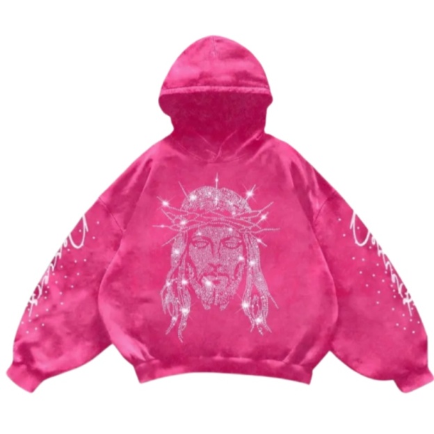 Rhinestone Jesus Graphic Hoodie