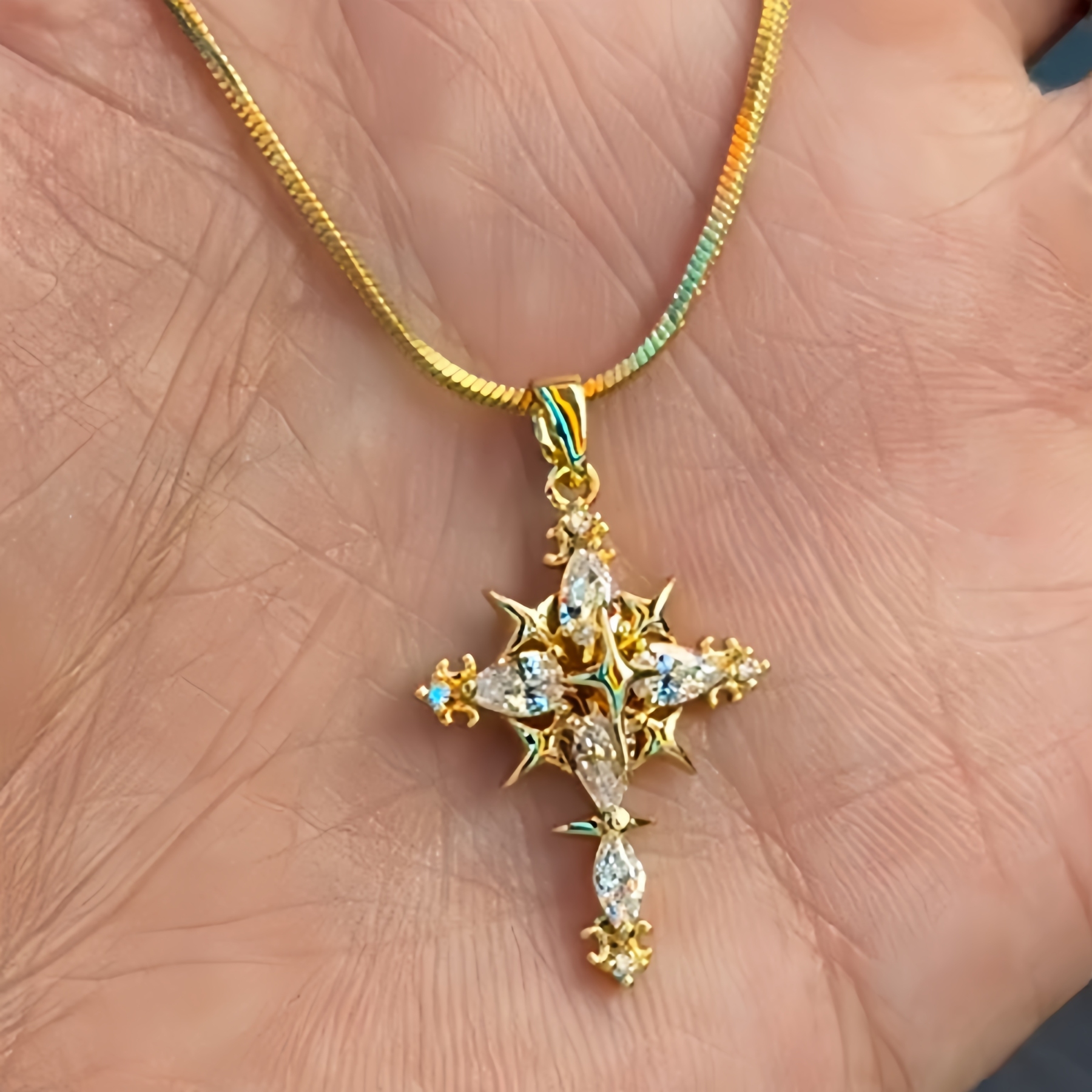 Crystal Cross Pendant Necklace